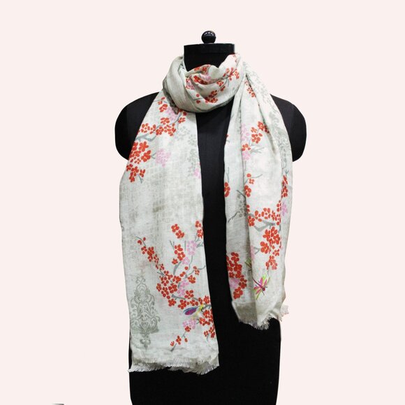 Japanese Cherry Trees Wool Scarf - Picture 2 of 3